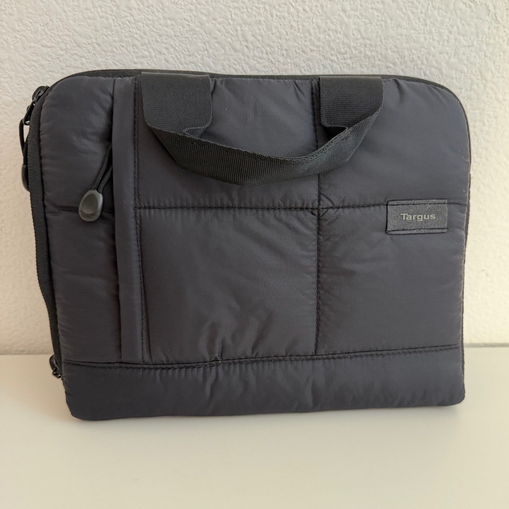 Targus Quilted‎ Puffer Laptop Sleeve Bag Black Padded Case with Handles 10.02